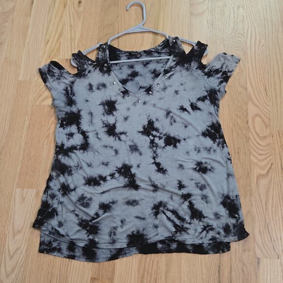 Rock & Republic Tie Dye Cold Shoulder Top Size L/XL - Picture 5 of 5